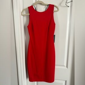 Lulu's Red Sheath Mini Dress Crew Neck Sleeveless